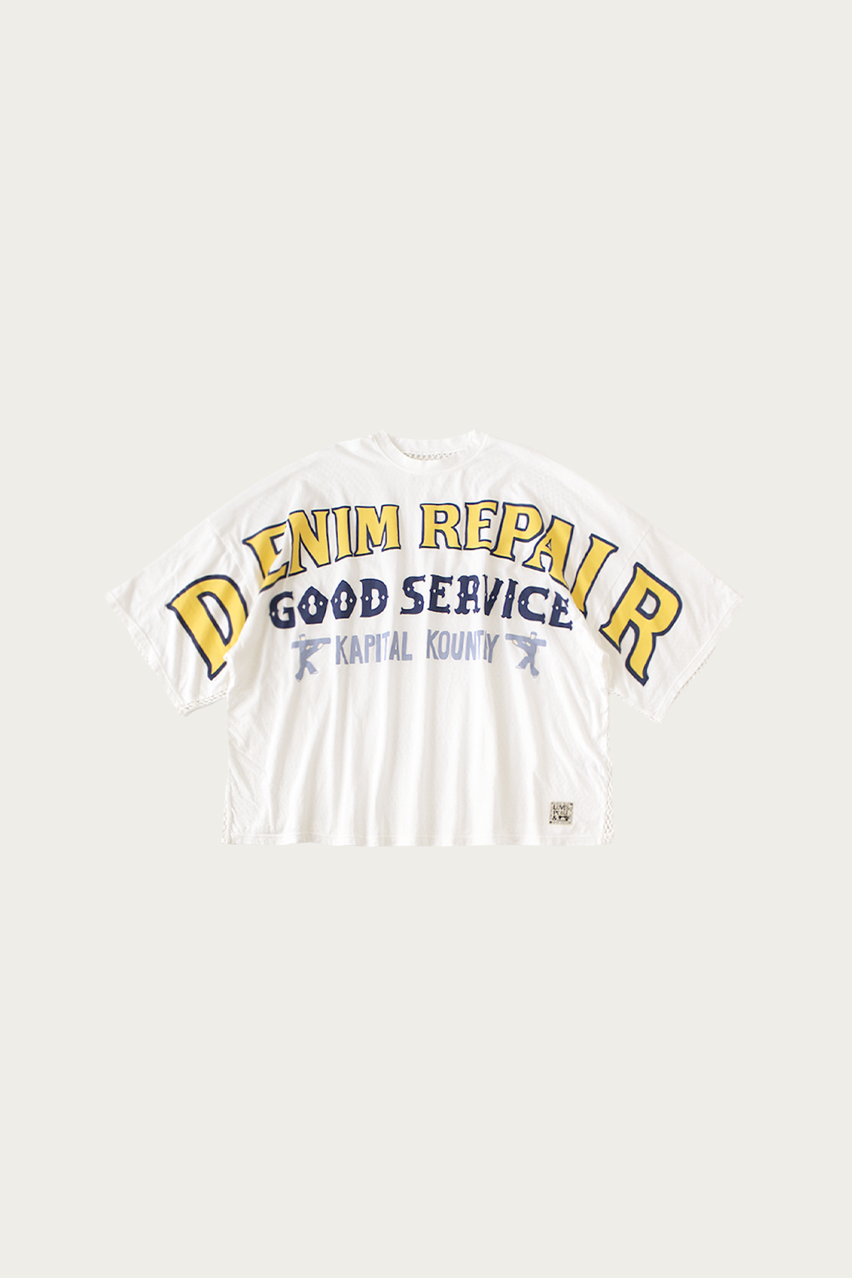 Kapital - 20/-Jersey KATABIRA HUGE-T (DENIM REPAIR) - White - Canoe Club