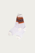 Kapital - 200 Yarns GYPSY Stripe Sheer Socks - White/Orange - Canoe Club