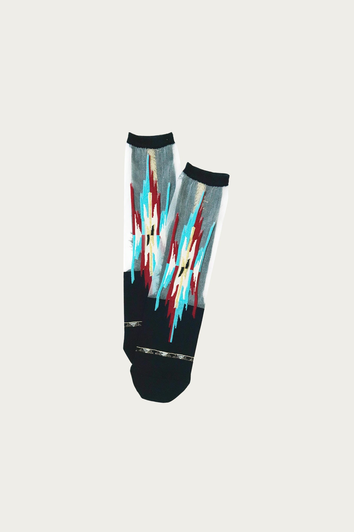 Kapital - 200 Yarns ORTEGA See-Through Socks - Black/Burgundy - Canoe Club