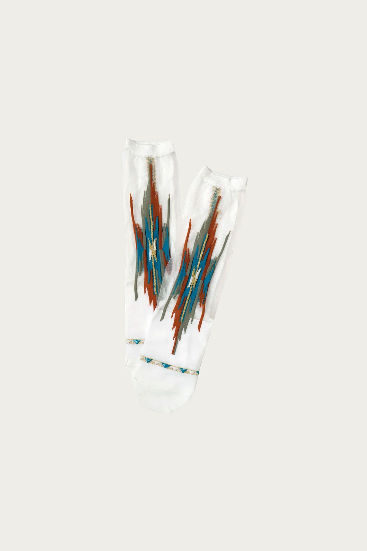 Kapital - 200 Yarns ORTEGA See-Through Socks - White/Orange - Canoe Club