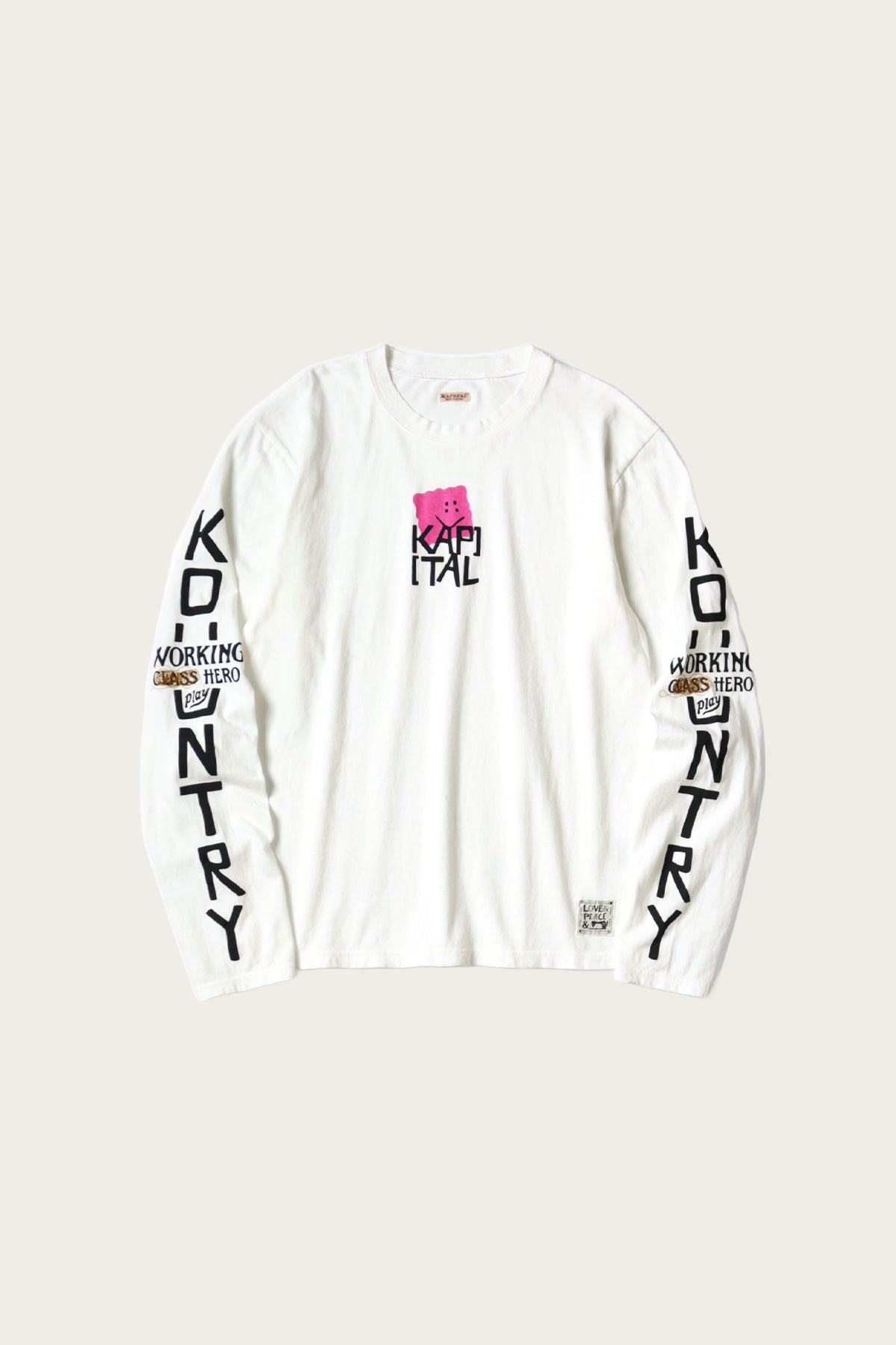 Kapital - 20/-Jersey Crew Long Sleeve T (PECKISH KAP) - Pink - Canoe Club