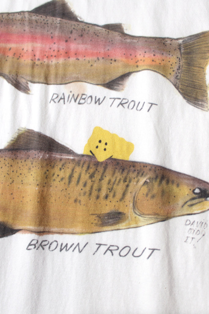 Kapital - 20/- Jersey Crew T (Two Trouts PECKISH RAINBOWY) - White - Canoe Club