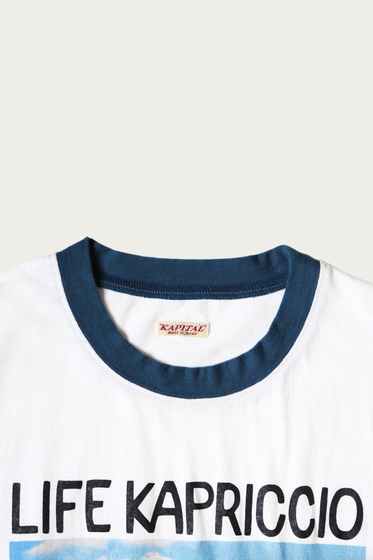 Kapital - 20/-Jersey RINGER T (LIFE KAPRICCIO ROAD SIGN PAINTER) - White - Canoe Club