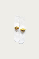 Kapital - 56 Yarns 3x1 Rib RAINBOWY HAPPY HEEL Socks - White - Canoe Club