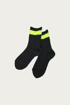 Kapital - 56 Yarns Cable Knit Neon-Line Socks - Black - Canoe Club
