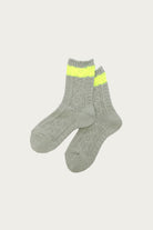 Kapital - 56 Yarns Cable Knit Neon-Line Socks - Grey - Canoe Club