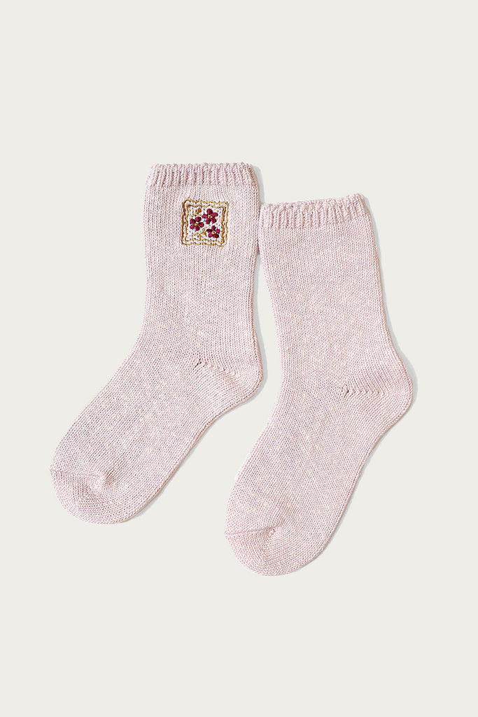 Kapital - 56 Yarns COOKIE Embroidery Socks - Pink - Canoe Club