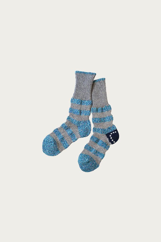 Kapital - 56 Yarns Flag Stripe Socks - Blue - Canoe Club