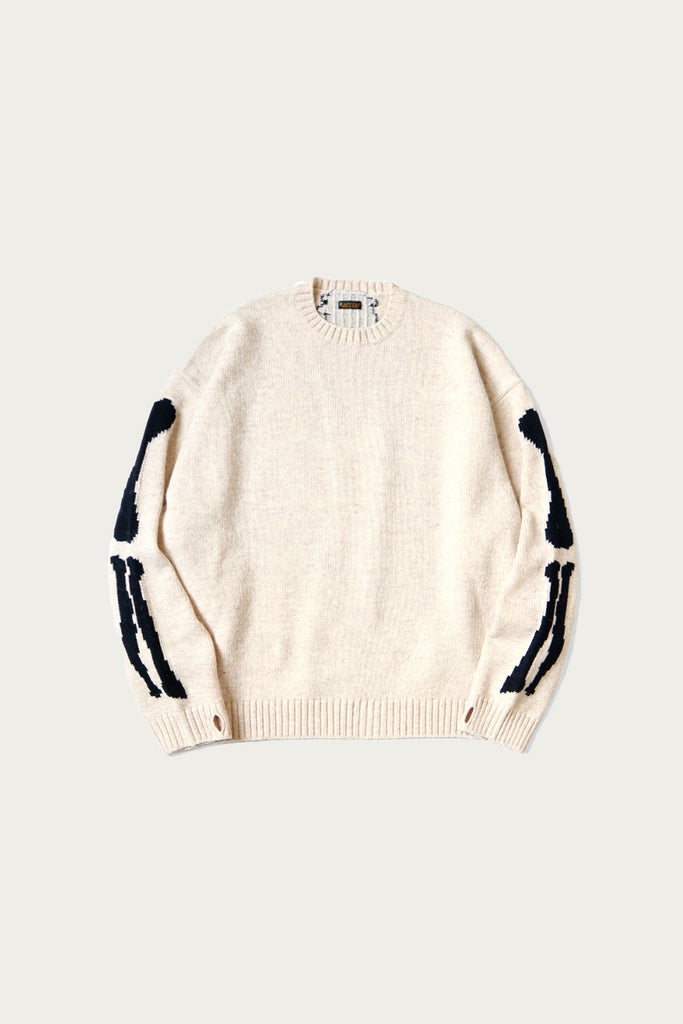 Kapital - 5G Wool BONE Crew Sweater -  Natural - Canoe Club