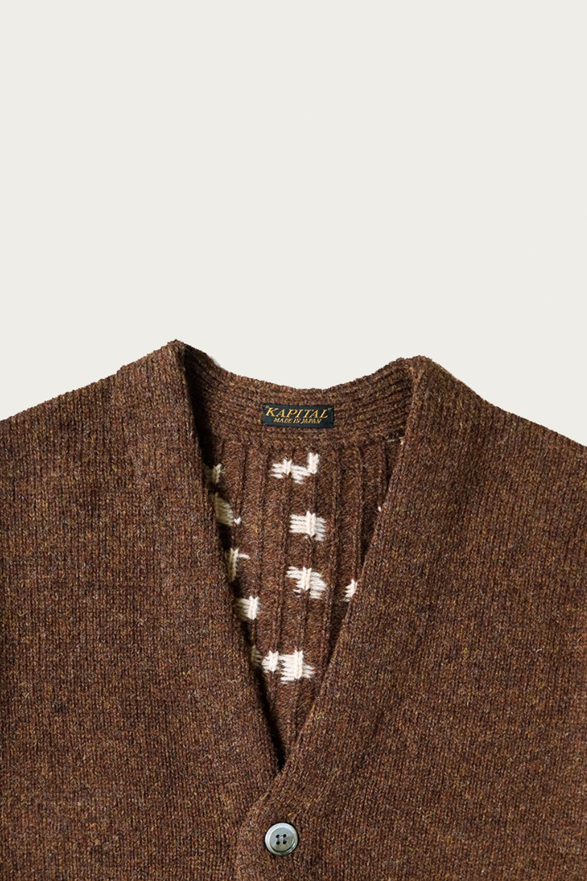 Kapital - 5G Wool Bone Short Cardigan - Brown - Canoe Club