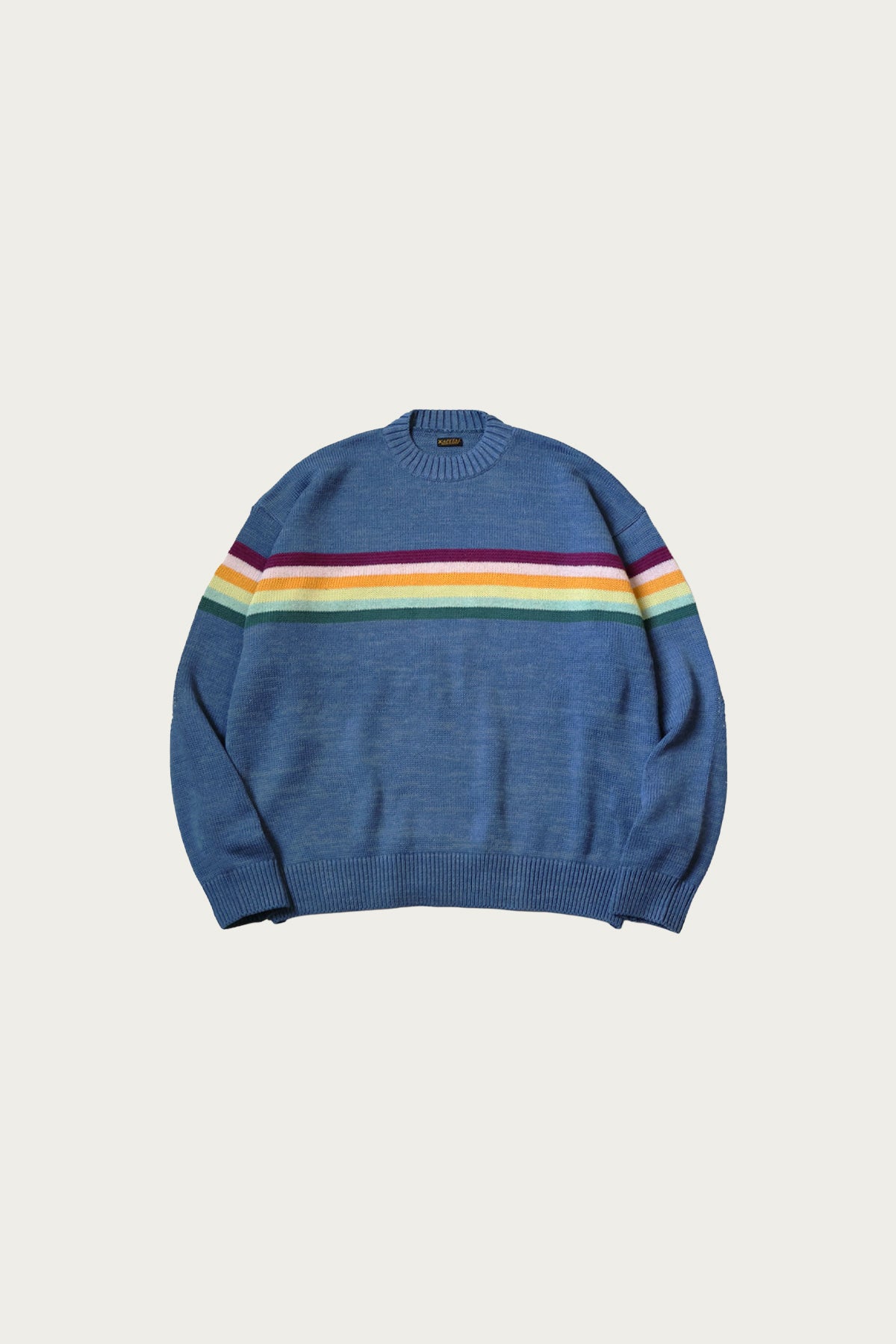 Kapital - 5G Cotton Knit 1-TONE PECKISH RAIBOW Crew Sweater - Blue - Canoe Club