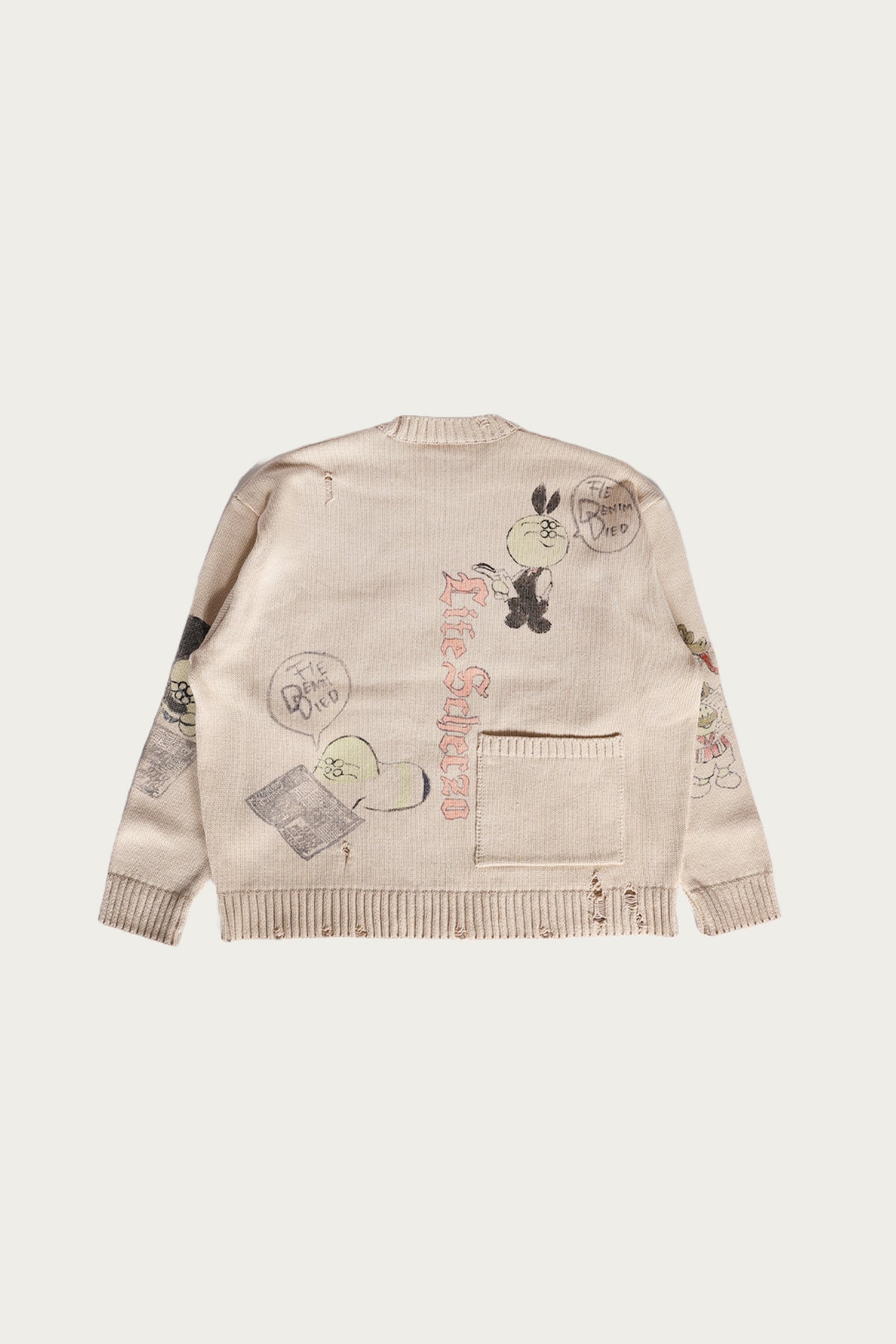 Kapital - 5G Cotton Knit Crew Sweater (Memorial Paint Model) - Natural - Canoe Club