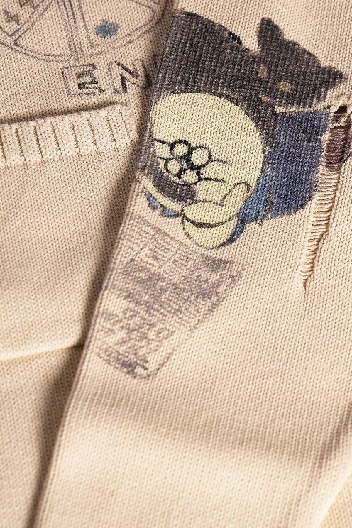 Kapital - 5G Cotton Knit Crew Sweater (Memorial Paint Model) - Natural - Canoe Club
