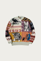 Kapital - 5G Cotton Knit Patchwork BIG Crew Sweater(Cat&Raven) - Mint - Canoe Club