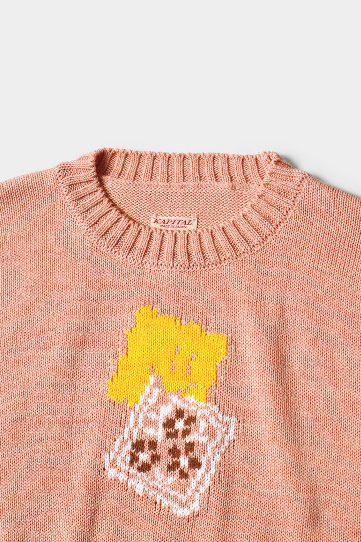 Kapital - 5G Cotton Knit PECKISH RAINBOWY Crew Sweater - Pink - Canoe Club