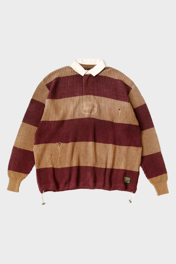 Kapital - 5G Cotton Knit RUGGER Shirt - Brown/Ecru - Canoe Club