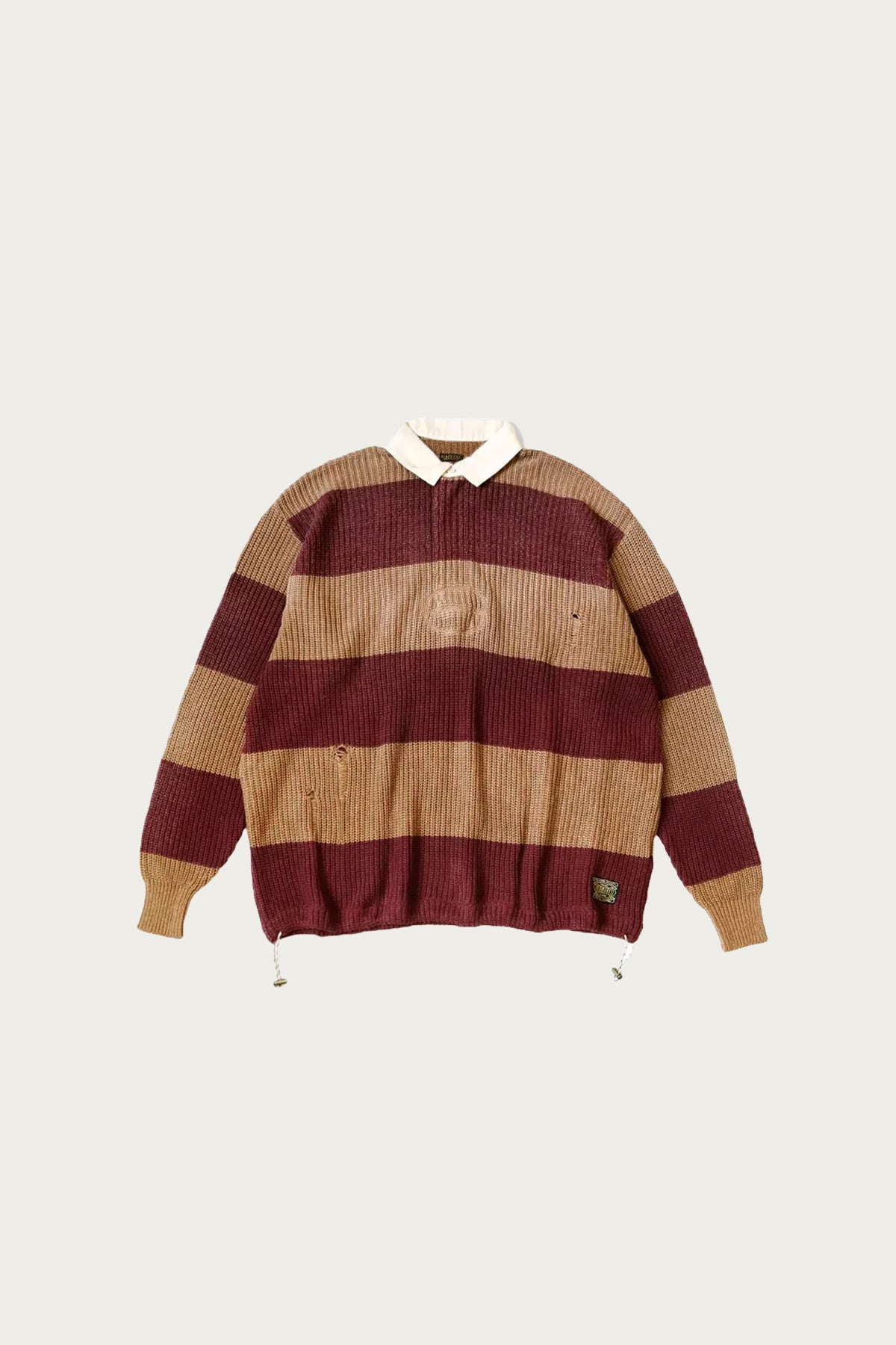Kapital - 5G Cotton Knit RUGGER Shirt - Brown/Ecru - Canoe Club