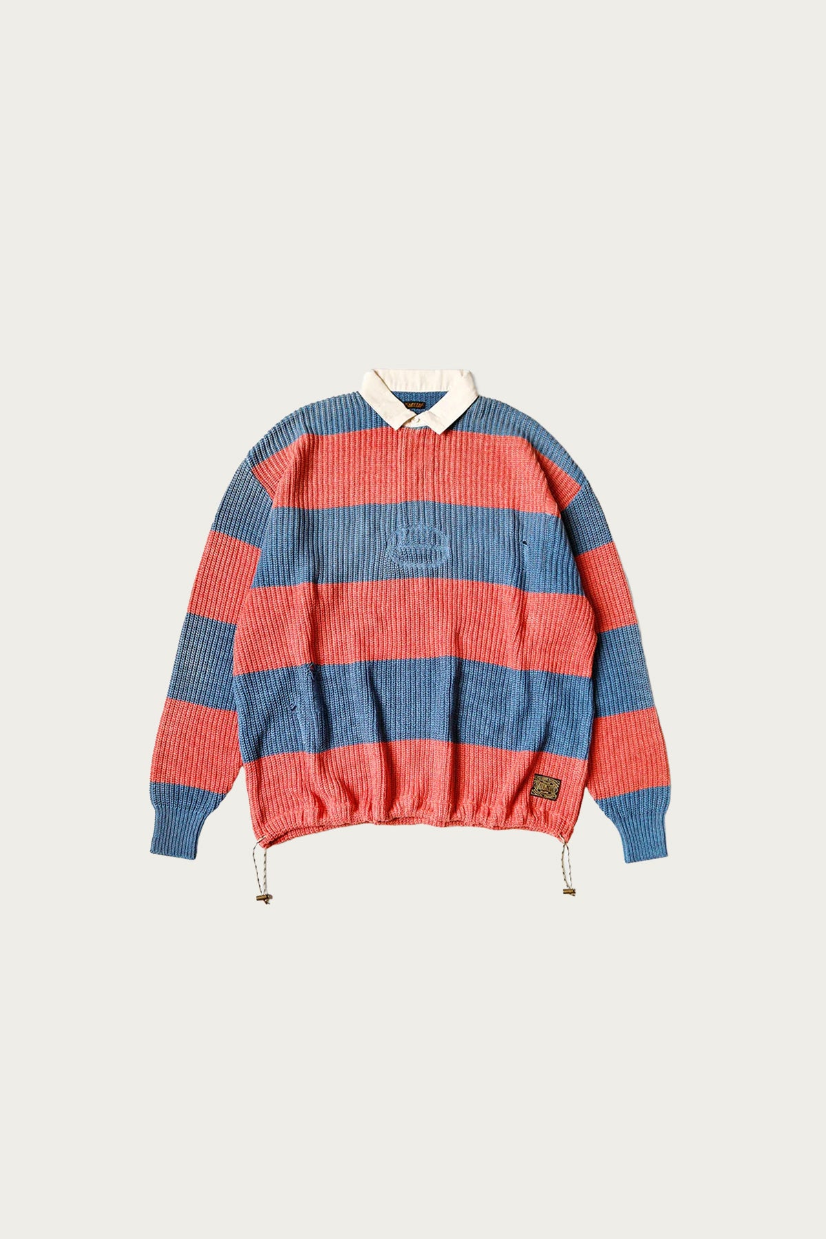 Kapital - 5G Cotton Knit RUGGER Shirt - Sax/Red - Canoe Club