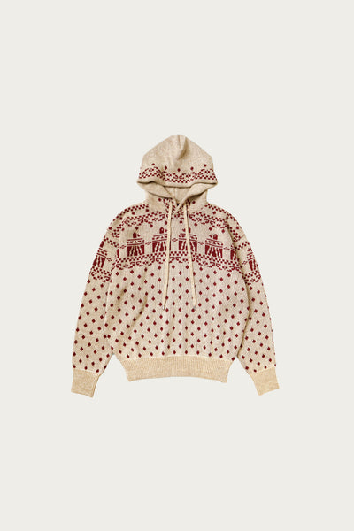Kapital 5G Jacquard Knit Hood Sweater | Red | Canoe Club