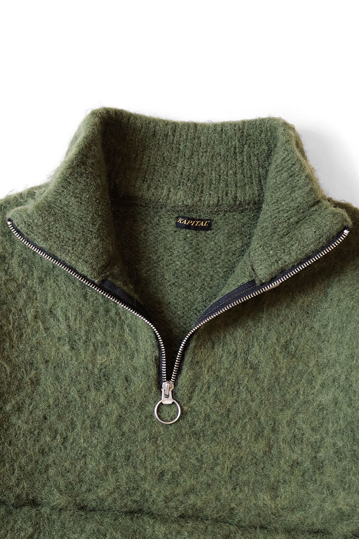 Kapital 5G Mohair Half ZIP Anorak | Green | Canoe Club