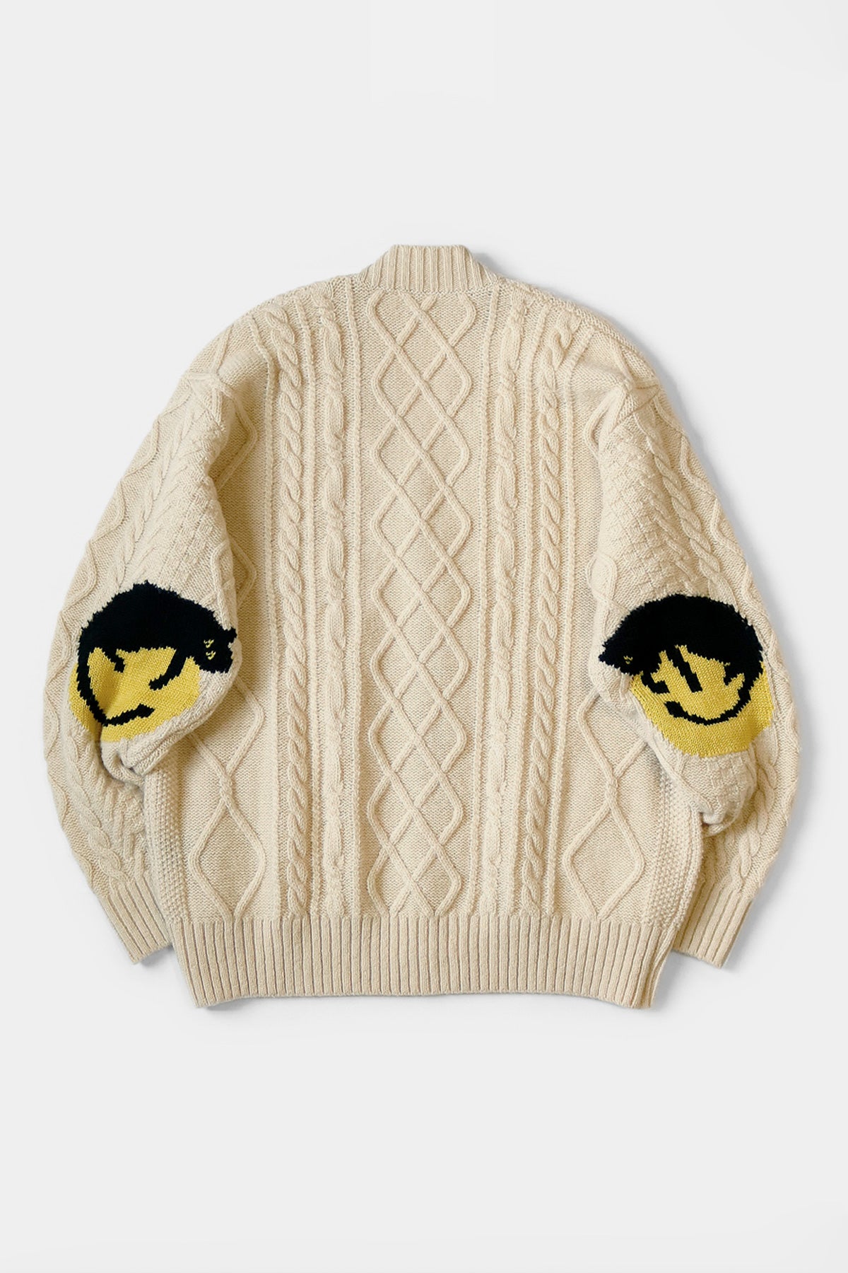 Kapital - 5G Wool Cable Knit Elbow-CATPITAL Cardigan - Ecru - Canoe Club
