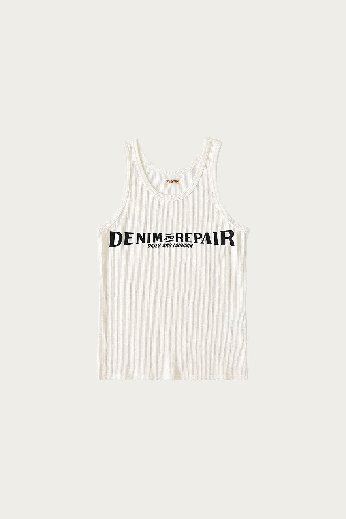 Kapital - 60/2 Stretch Jersey Tank Top (DENIM REPAIR) - White - Canoe Club