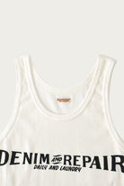 Kapital - 60/2 Stretch Jersey Tank Top (DENIM REPAIR) - White - Canoe Club