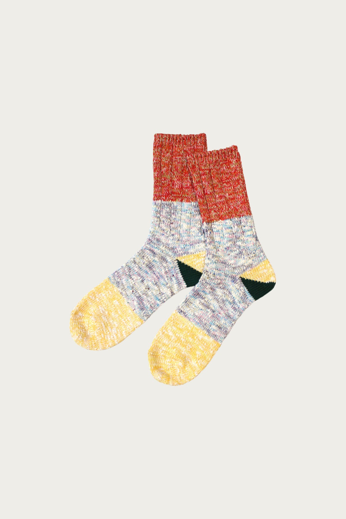 Kapital - 60 Yarns 2 TONES HEEL Socks - Yellow - Canoe Club