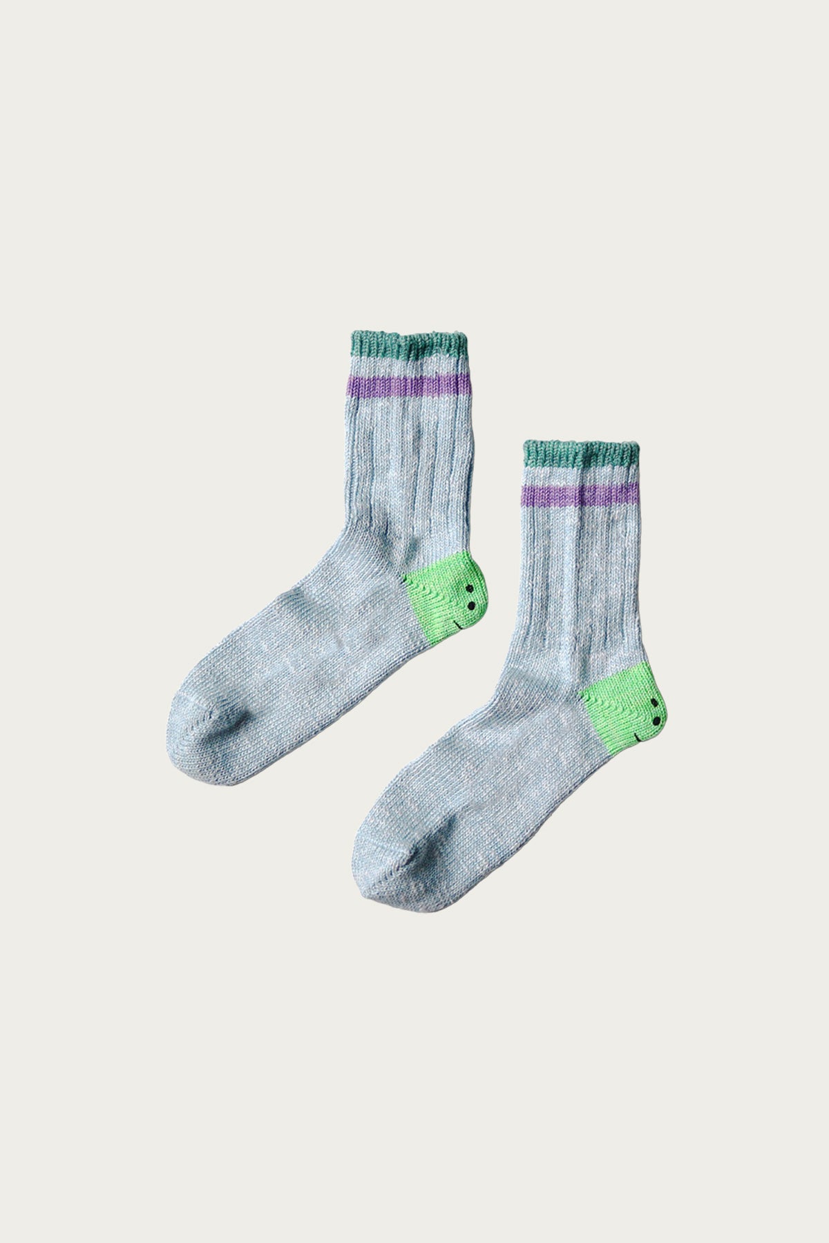 Kapital - 60 Yarns IVY RAINBOWY HAPPY HEEL-Hold Socks - Blue/Green - Canoe Club