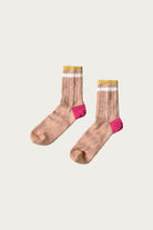 Kapital - 60 Yarns IVY RAINBOWY HAPPY HEEL-Hold Socks - Pale Pink/Pink - Canoe Club