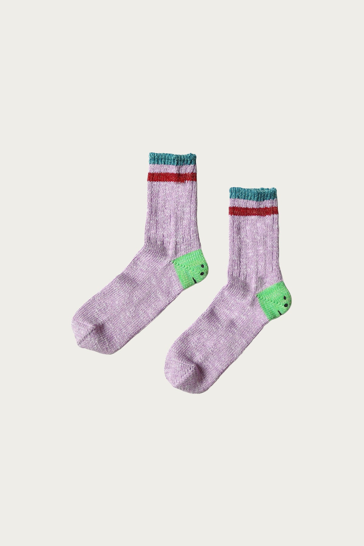 Kapital - 60 Yarns IVY RAINBOWY HAPPY HEEL-Hold Socks - Purple/Green - Canoe Club