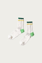 Kapital - 60 Yarns IVY RAINBOWY HAPPY HEEL-Hold Socks - White/Green - Canoe Club