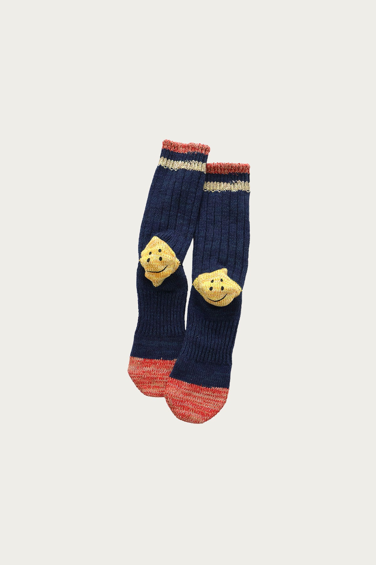 Kapital - 60 Yarns IVY RAINBOWY HAPPY HEEL-Hold Socks - Navy/Red - Canoe Club