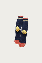 Kapital - 60 Yarns IVY RAINBOWY HAPPY HEEL-Hold Socks - Navy/Red - Canoe Club
