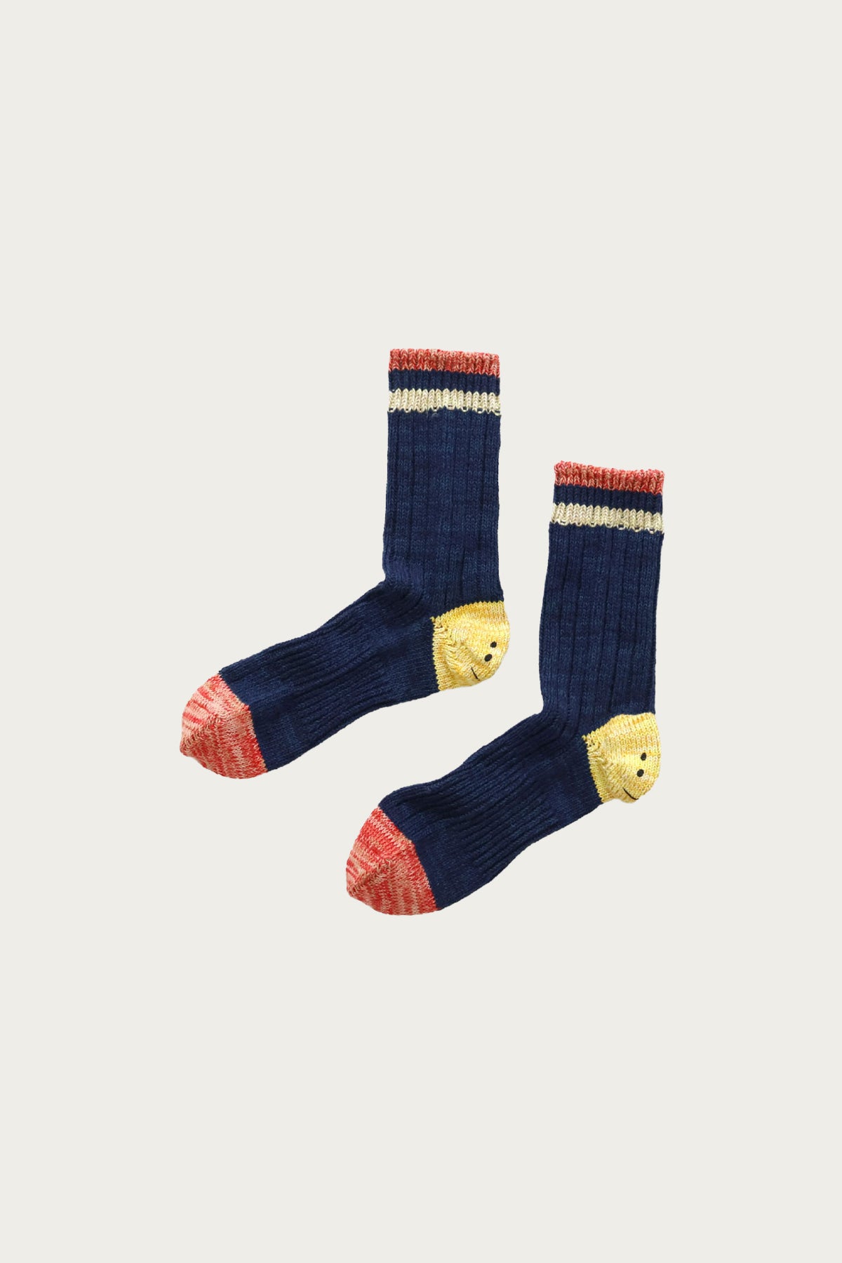 Kapital - 60 Yarns IVY RAINBOWY HAPPY HEEL-Hold Socks - Navy/Red - Canoe Club