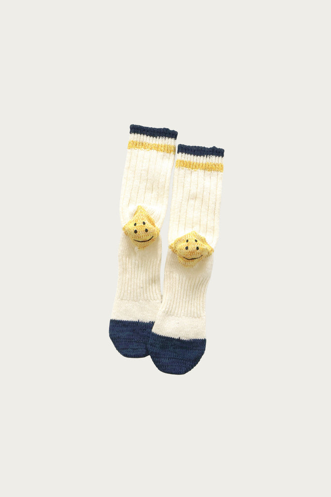 Kapital 60 Yarns IVY RAINBOWY HAPPY HEEL-Hold Socks | White/Yellow