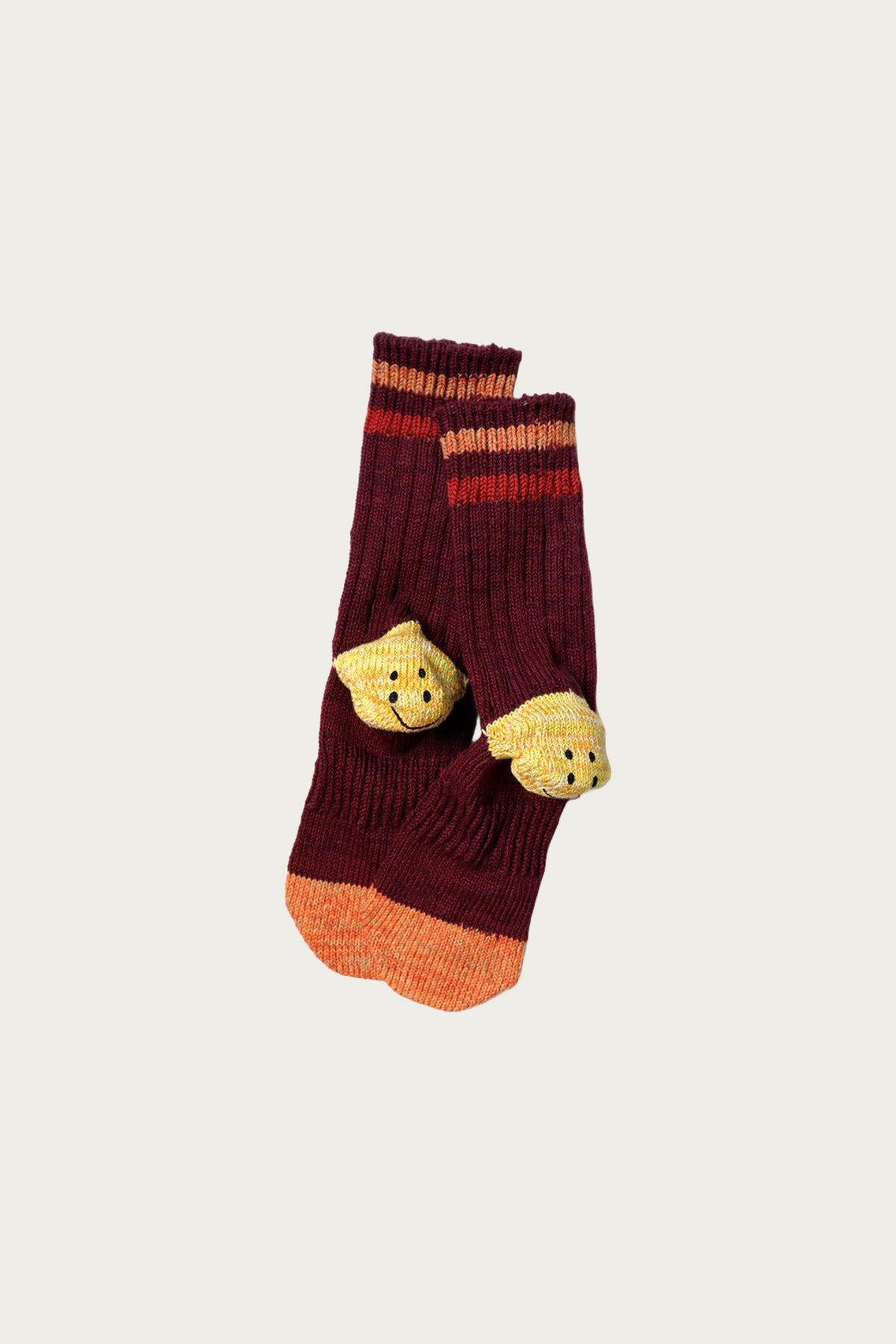 Kapital - 60 Yarns Grandrelle IVY RAINBOWY HAPPY Heel-Hold Socks - Burgundy - Canoe Club