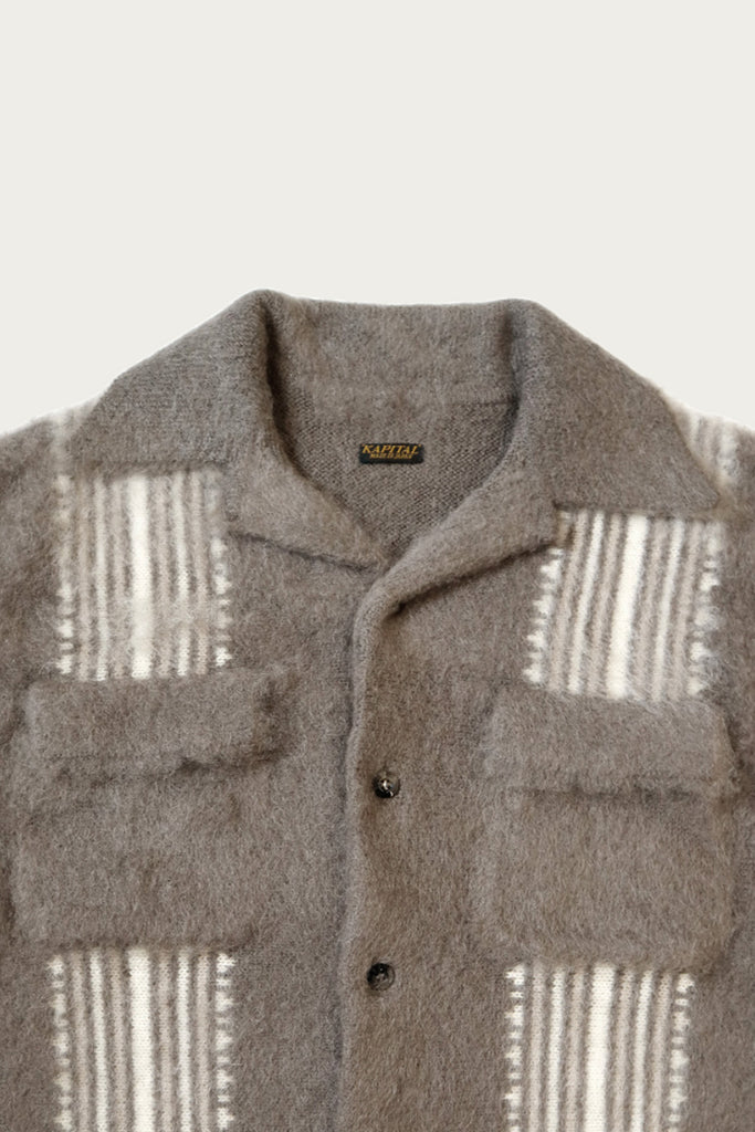 Kapital - 7G Mohair Knit Board Shirt - Taupe - Canoe Club