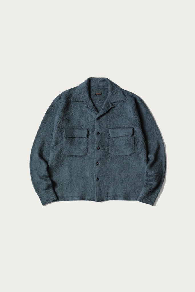 Kapital - 7G Shaggy Knit Board Shirt - Blue Grey - Canoe Club