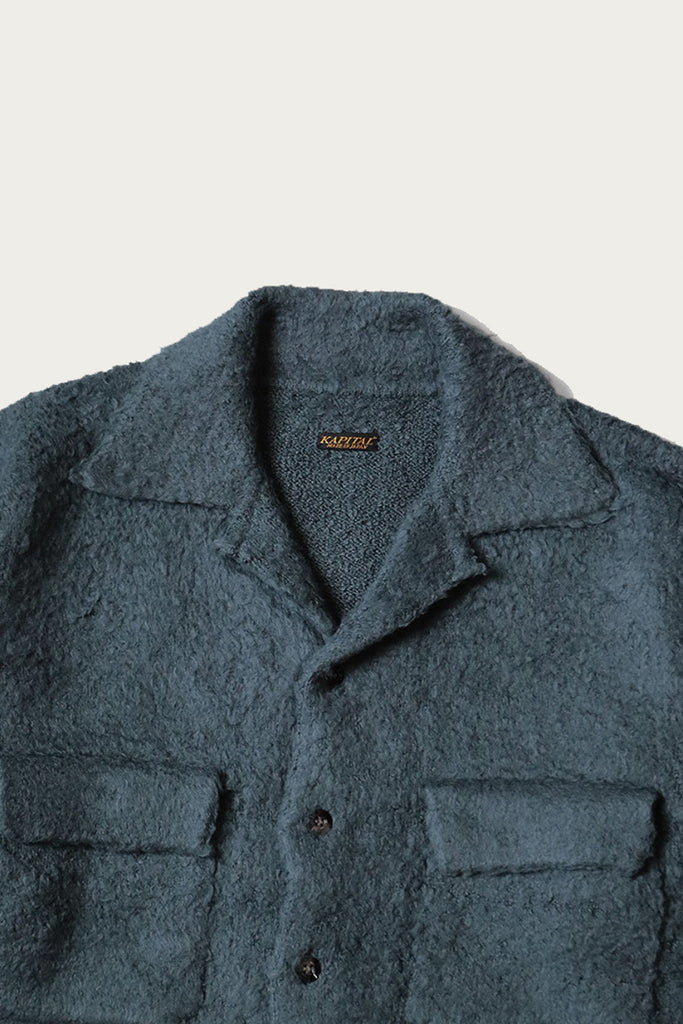 Kapital - 7G Shaggy Knit Board Shirt - Blue Grey - Canoe Club