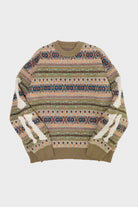 Kapital - 7G Wool FairIsle BONE Crew Sweater - Orange - Canoe Club