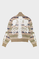 Kapital - 7G Wool FairIsle BONE ZIP Short Cardigan - Orange - Canoe Club