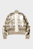 Kapital - 7G Wool FairIsle BONE ZIP Short Cardigan - Sax - Canoe Club