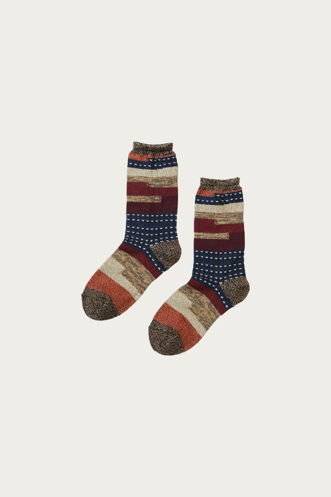 Kapital - 84 Yarns Patchwork KOMON KOGIN Socks - Engine Red - Canoe Club