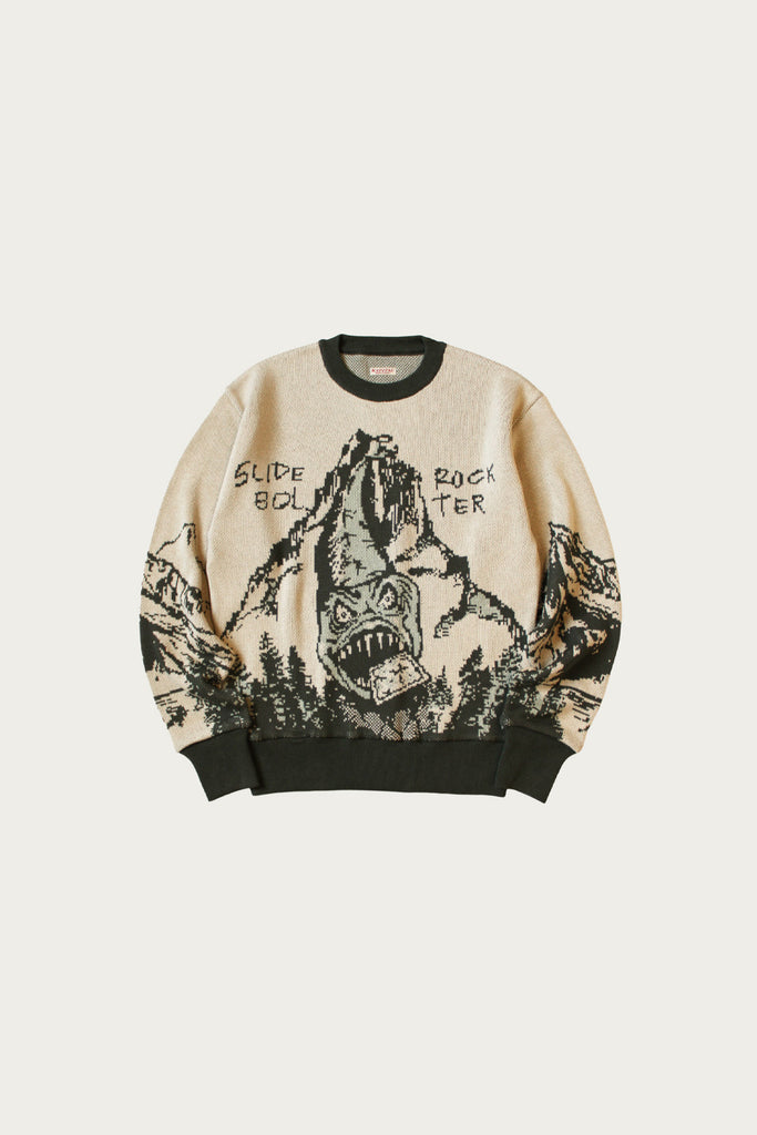 Kapital - 8G Jacquard Knit Vintage Crew Sweater (SLIDE ROCK BOLTER) - Khaki - Canoe Club