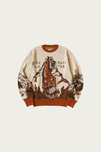 Kapital 8G Jacquard Knit Vintage Crew Sweater (SLIDE ROCK BOLTER