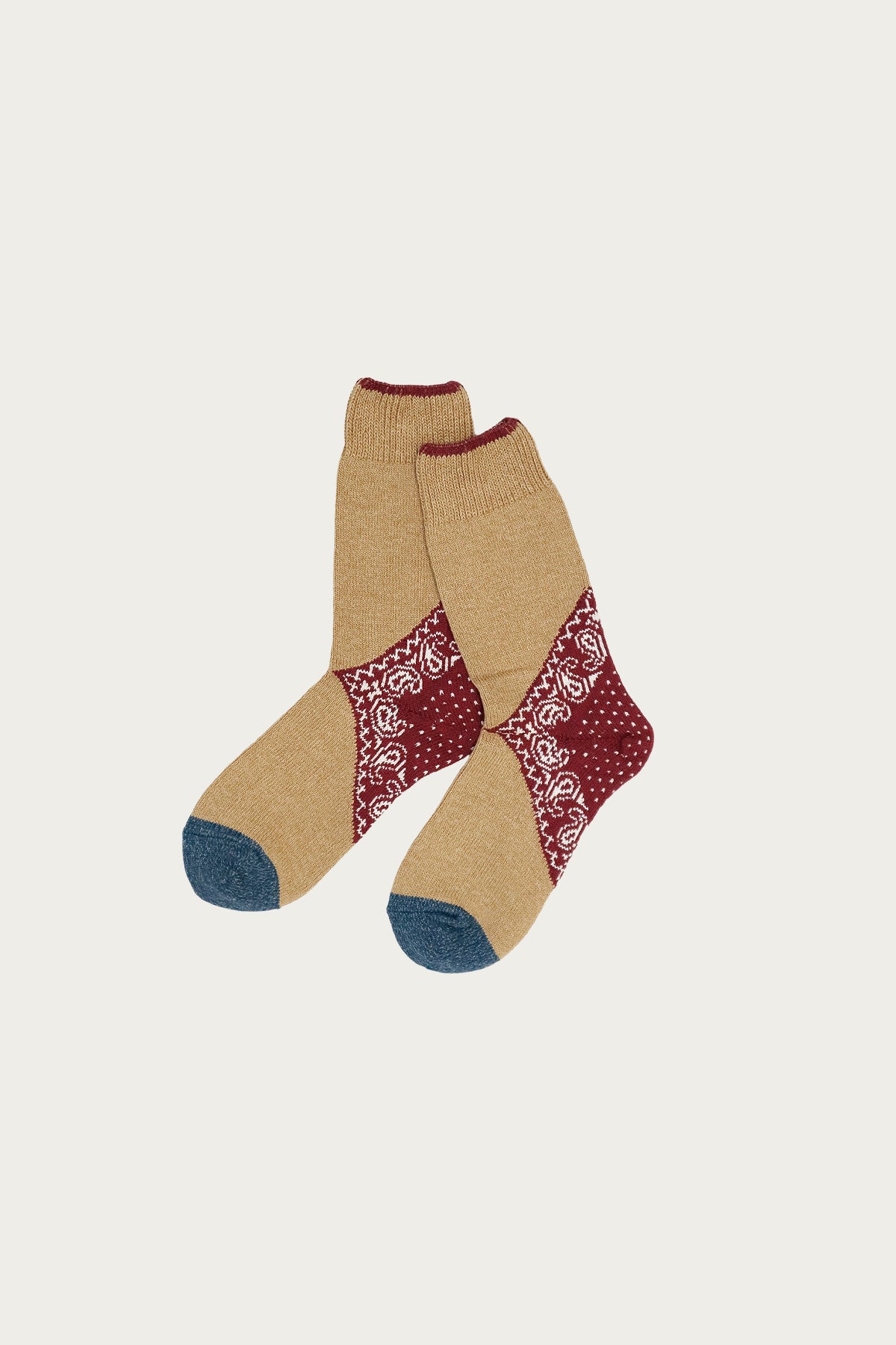 Kapital - 96 Yarns Paisley Bandana Heel Socks - Red - Canoe Club