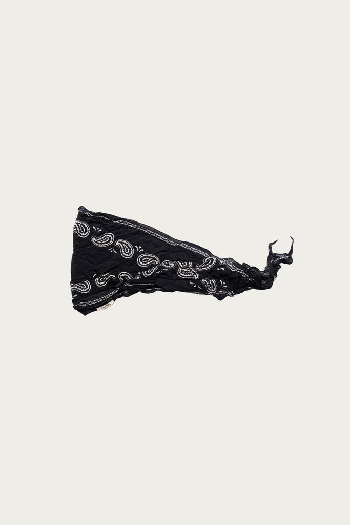 Kapital - WASHER Crinkle Silk Neckerchief (PECOS Paisley) - Black - Canoe Club