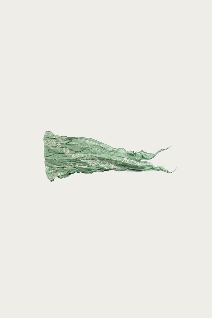 Kapital - WASHER Crinkle Silk Neckerchief (PECOS Paisley) - Light Green - Canoe Club