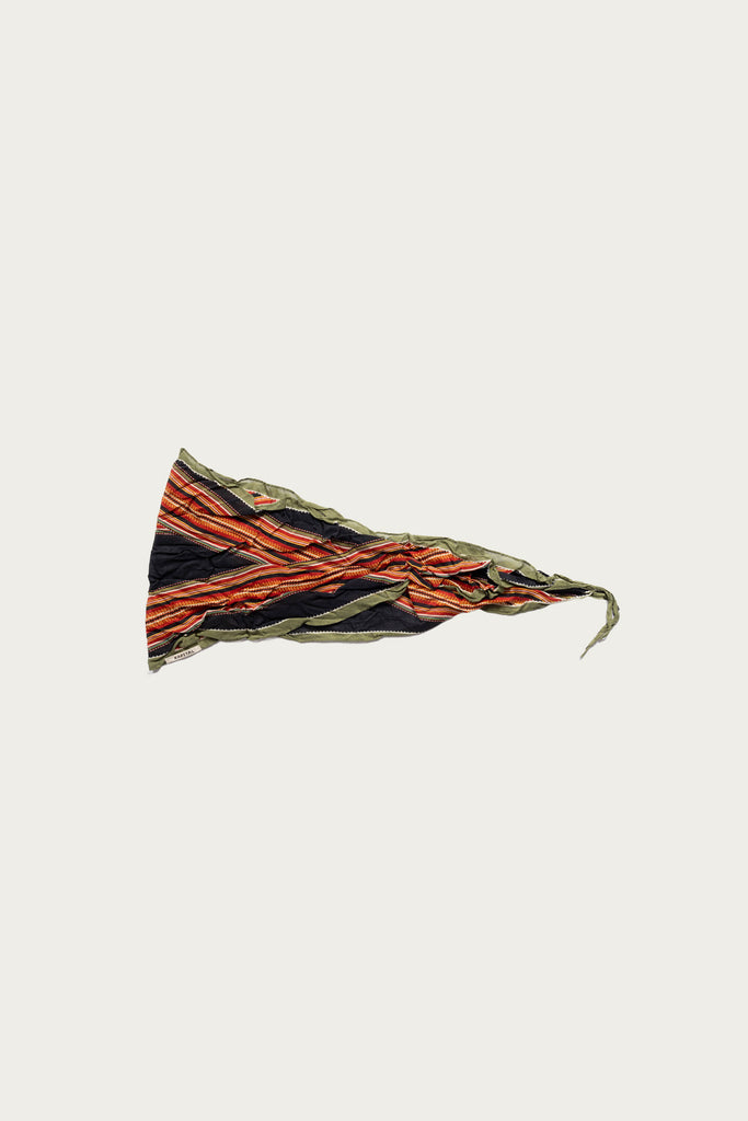 Kapital - WASHER Crinkle Silk Neckerchief (PECOS Stripe) - Black - Canoe Club